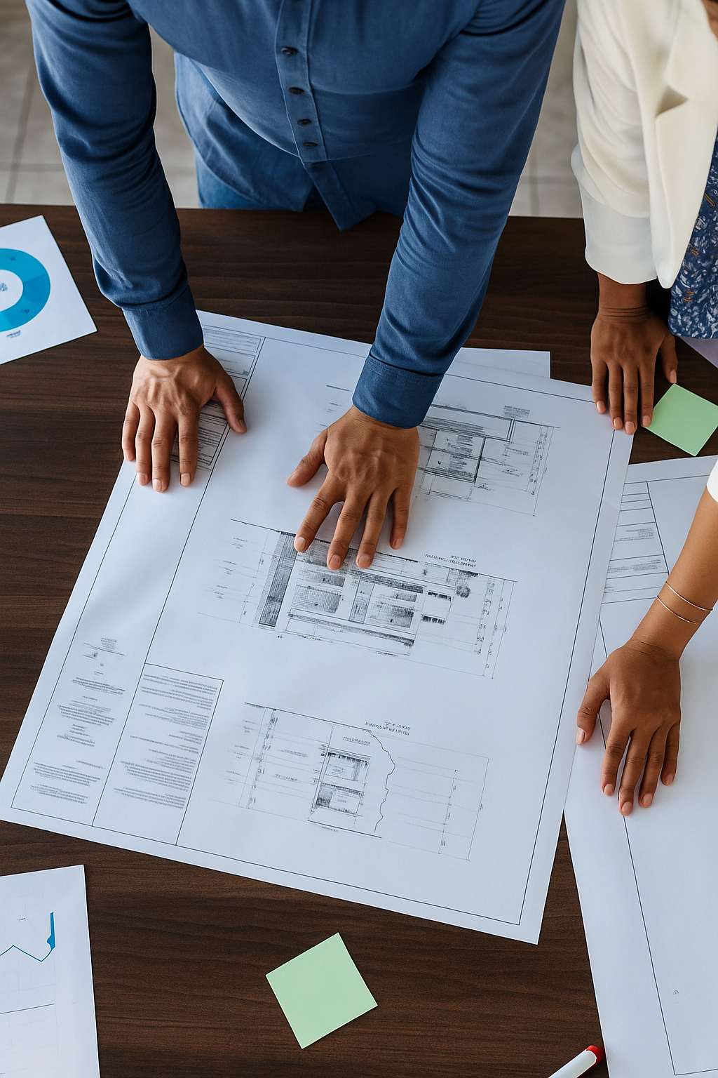 Project Management & Planning — hands over drawings